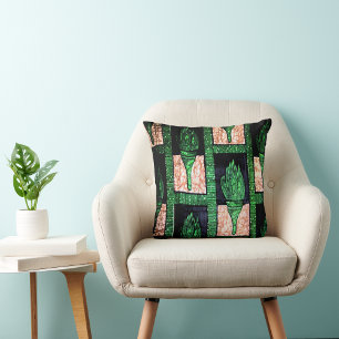 Geometric Gold and Green Pattern” Cushion