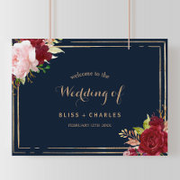 Geometric Gold and Red Tropical Welcome Wedding