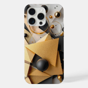 Geometric Gold & Black Elegance iPhone 15 Pro Max Case