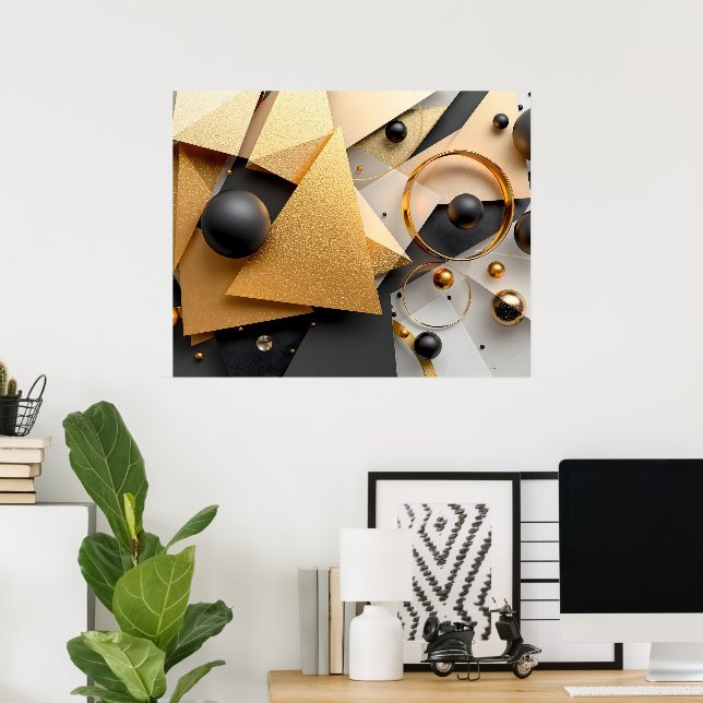 Geometric Gold & Black Elegance Poster (Home Office)