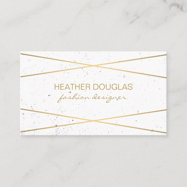 Geometric Gold Black Foil Shine / Speckled Business Card (Front)