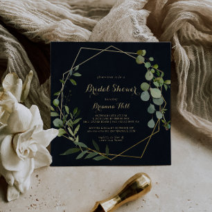 Geometric Gold Blue Green Bridal Shower  Invitation