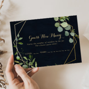 Geometric Gold Blue Green Guess How Many Game Card