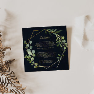 Geometric Gold Blue Green Wedding Details  Enclosure Card
