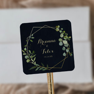 Geometric Gold Blue Green Wedding Envelope Seals