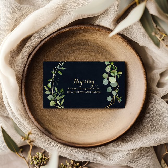 Geometric Gold Blue Green Wedding Gift Registry  Enclosure Card (Creator Uploaded)