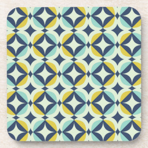 Geometric Gold & Blue Pattern Coaster