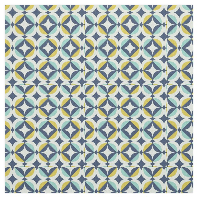 Geometric Gold & Blue Pattern Fabric (Swatch)