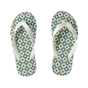 Geometric Gold & Blue Pattern Kid's Thongs