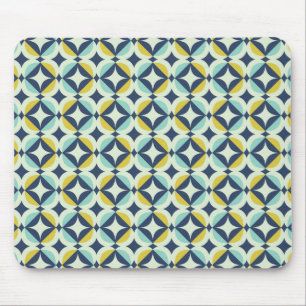 Geometric Gold & Blue Pattern Mouse Pad