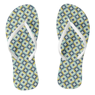 Geometric Gold & Blue Pattern Thongs