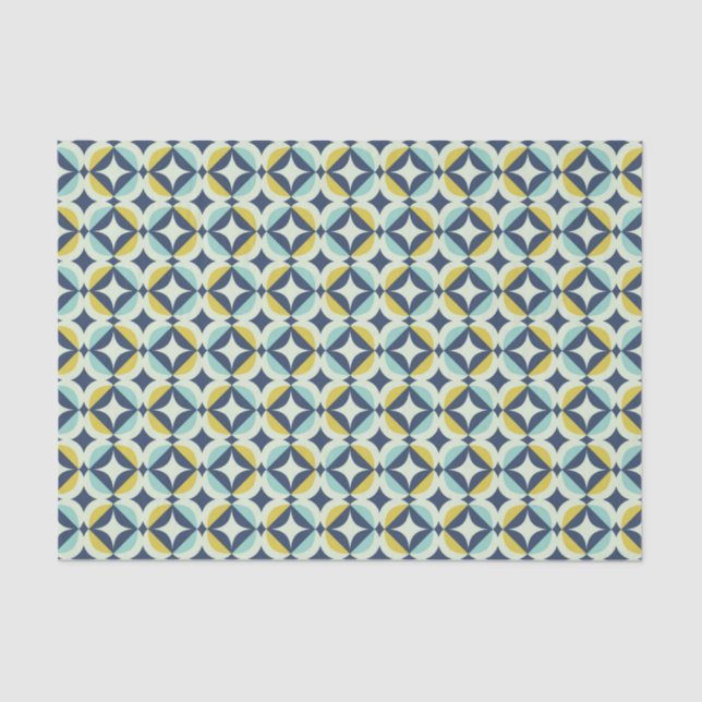 Geometric Gold & Blue Pattern Tissue Paper (Front)