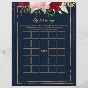 Geometric Gold Bridal Bingo, Bridal Shower Game
