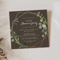 Geometric Gold Brown 50th Wedding Anniversary 