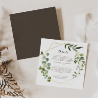 Geometric Gold Brown Green Wedding Details