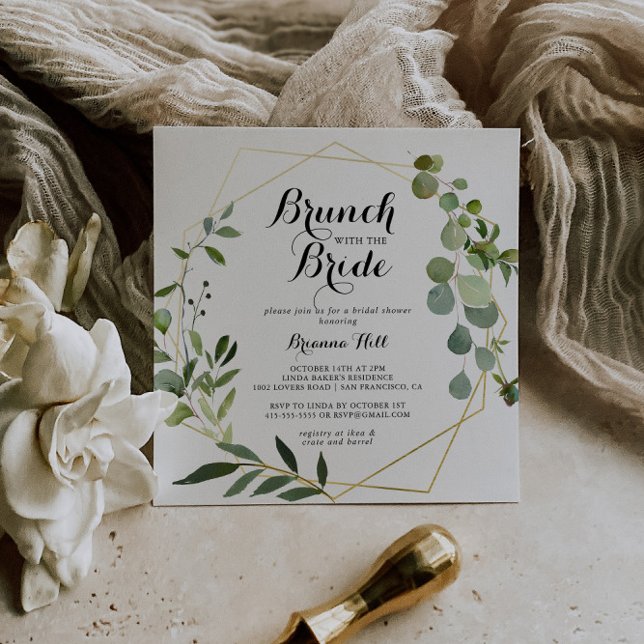 Geometric Gold Brunch with the Bride Shower Invitation (Creator Uploaded)