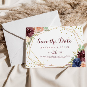 Geometric Gold Calligraphy Horizontal Wedding Save The Date