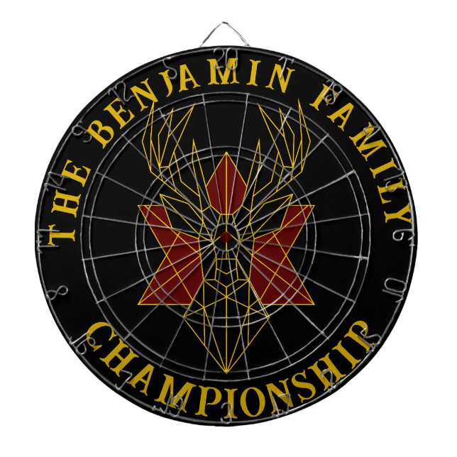 Geometric gold deer animal art decorative custom dartboard (Front)