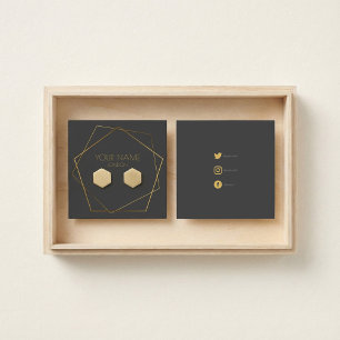 Geometric gold earring holder and social icons