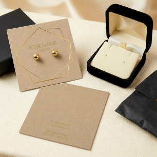 Geometric gold earring holder display card