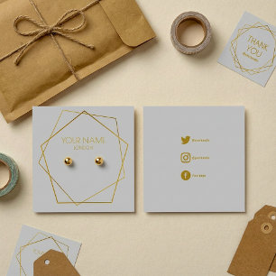Geometric gold earring holder with social icons
