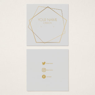 Geometric gold earring holder with social icons