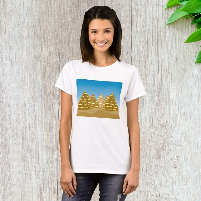 Geometric Gold Egyptian Pyramids Desert Landscape T-Shirt (Creator Uploaded)