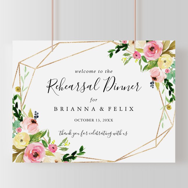 Geometric Gold Fall Rehearsal Dinner Welcome Sign (Creator Uploaded)