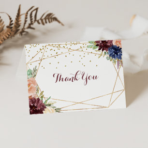 Geometric Gold Folded Wedding Thank You Card