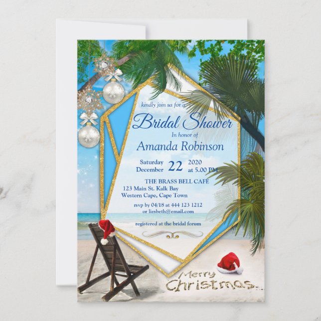 Geometric Gold Frame Bridal Shower Invitation (Front)