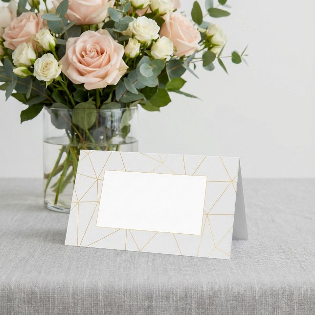 Geometric gold frame guest name place card (Geometric gold frame guest wedding name place card)