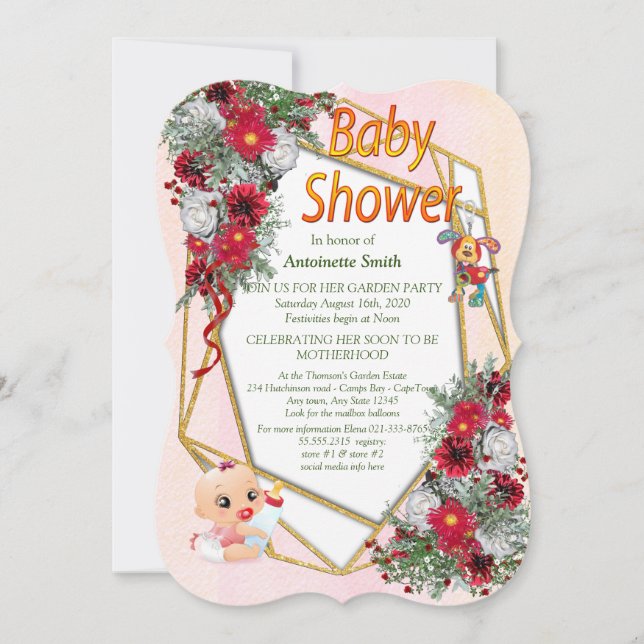 Geometric Gold Glitter Baby shower Invitation (Front)