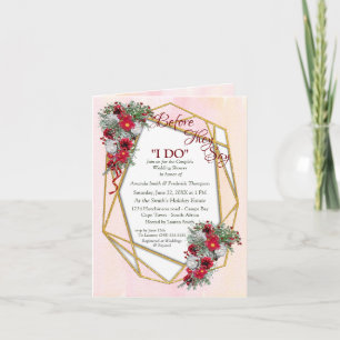 Geometric - Gold Glitter Burgundy Couple Shower Invitation