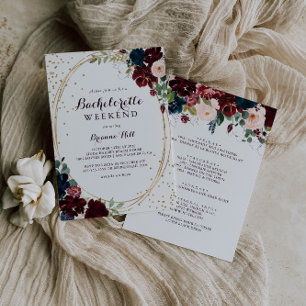 Geometric Gold Glitter Fall Bachelorette Weekend Invitation