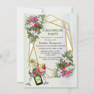 Geometric - Gold Glitter Frame Bachelor card