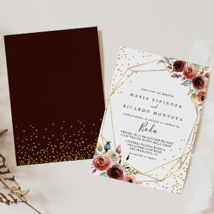 Geometric Gold Glitter Spring Spanish Wedding Invitation