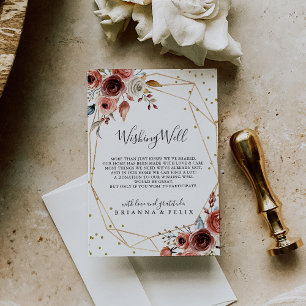 Geometric Gold Glitter Spring Wedding Wishing Well Enclosure Card