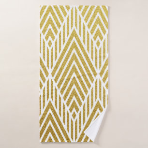 Geometric gold glittering seamless pattern bath towel