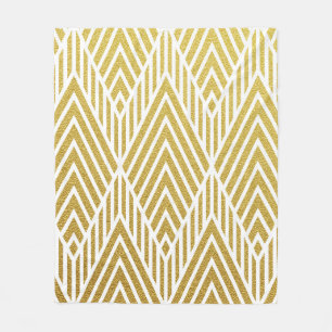 Geometric gold glittering seamless pattern fleece blanket