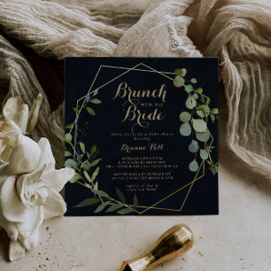 Geometric Gold Green Brunch with the Bride Shower  Invitation