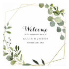 Geometric Gold Green Engagement Party Welcome Sign