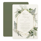 Geometric Gold Green Foliage Elopement Reception