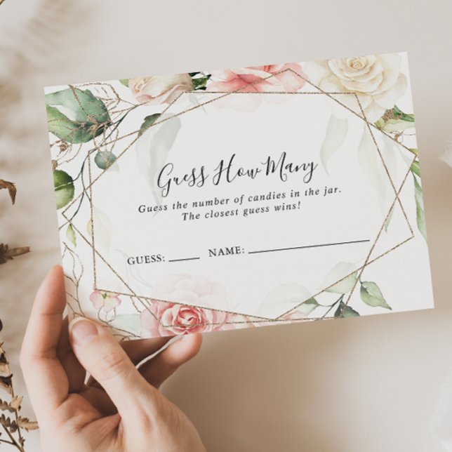 Geometric Gold Green Guess How Many Game Card (Creator Uploaded)