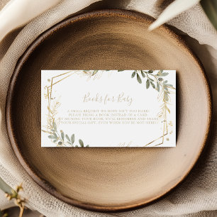 Geometric Gold Greenery Baby Shower Book Request  Enclosure Card