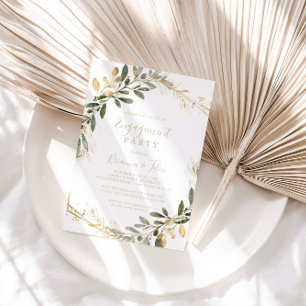 Geometric Gold Greenery Fall Engagement Party  Invitation