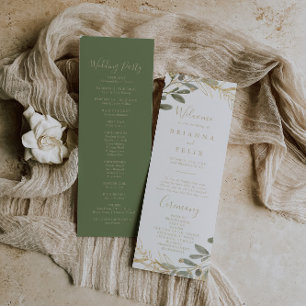 Geometric Gold Greenery Fall Wedding Program