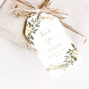 Geometric Gold Greenery Fall Wedding Thank You Gift Tags