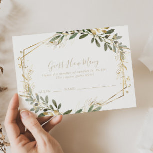 Geometric Gold Greenery Guess How Many Game Card