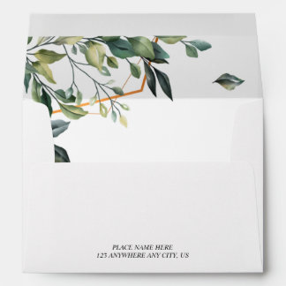 Geometric Gold Greenery Return Address Envelope