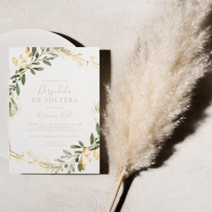 Geometric Gold Greenery Spanish Bridal Shower   Invitation